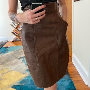 Vintage Leather Pencil Skirt